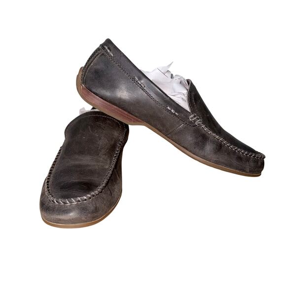 Frye greige leather slipon loafers menswear driving loafers professor academia 9 main image 6